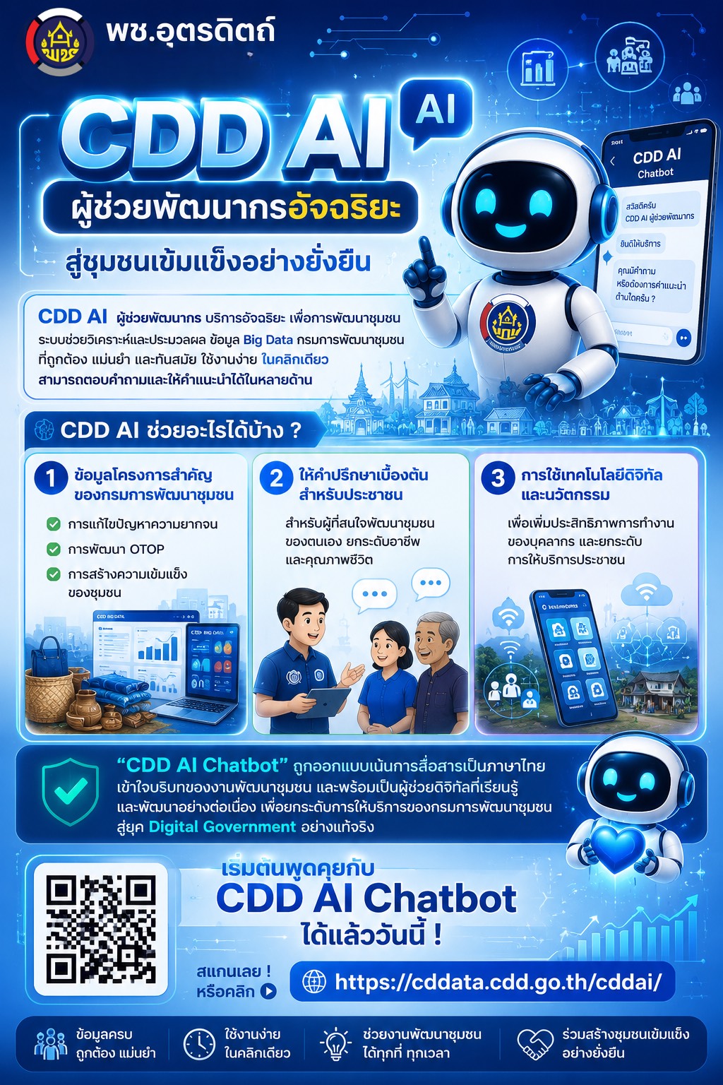 📲📲พช.อุตรดิตถ์ เปิดโลกดิจิทัล CDD AI ผู้ช่วยพัฒนากรอัจฉริยะ เสริมพลังพัฒนากร สู่ชุมชนเข้มแข็งอย่างยั่งยืน 🛜🛜